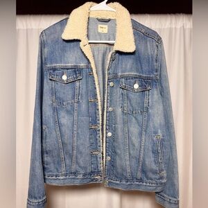 GAP 1969 Icon Sherpa Collar Denim Jacket Women's Large Y2K Boho Western Retro